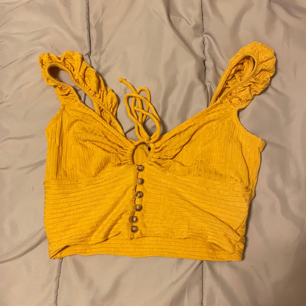 Yellow Off the Shoulder Crop Top